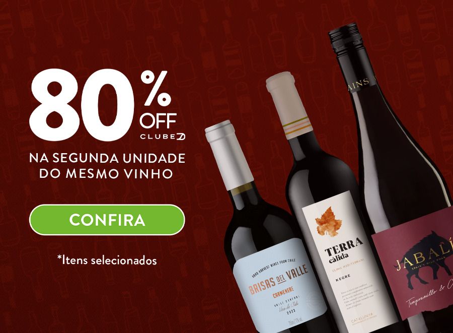 campanha 80% de desconto na segunda unidade de vinho divvino